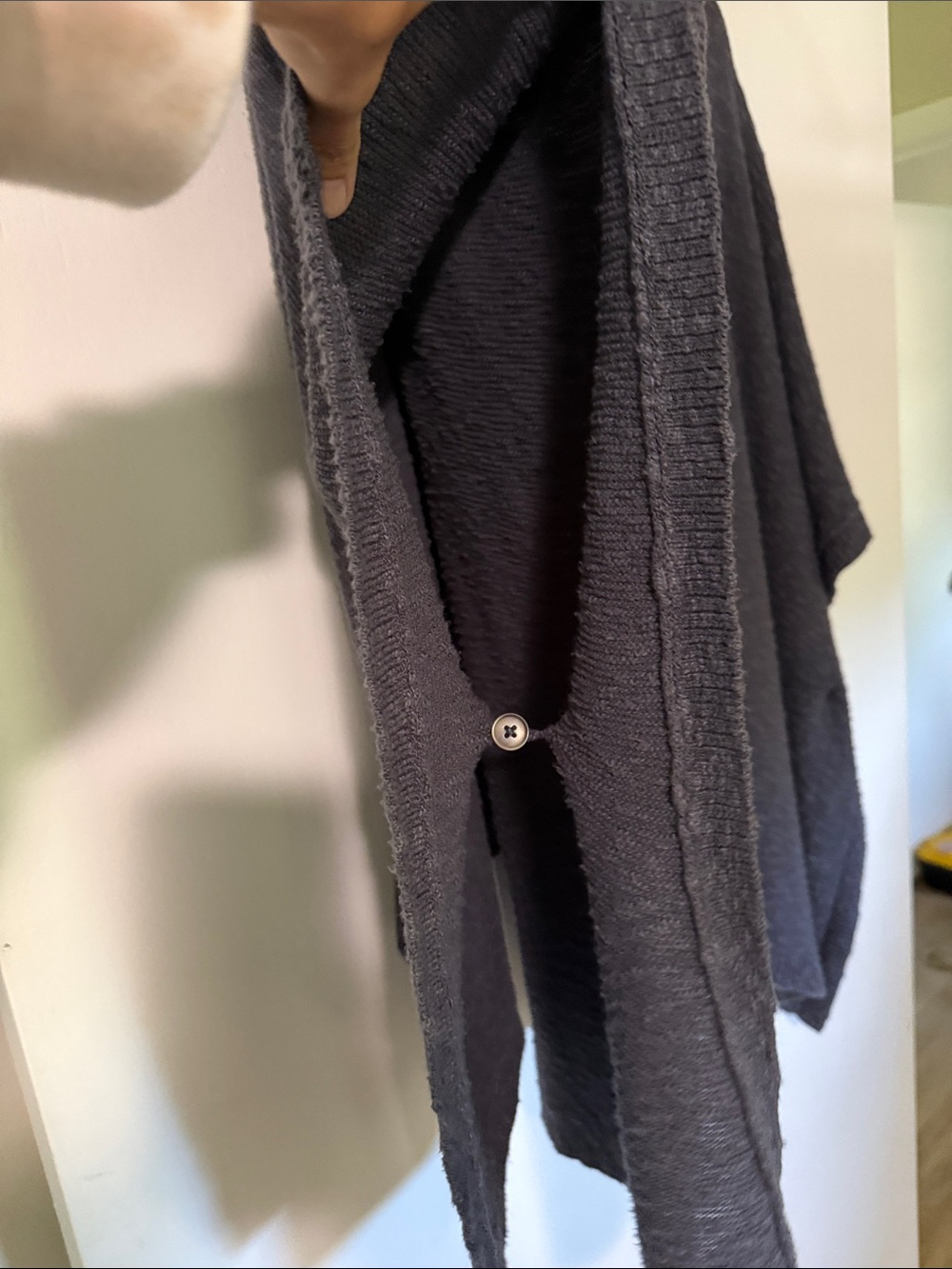 J Jill Women's Charcoal Button-Front Knit Poncho Sweater - Picture 4 of 4